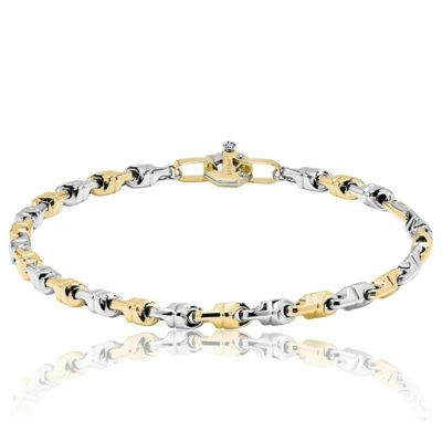 bracelet or jaune blanc 750 diamant baraka