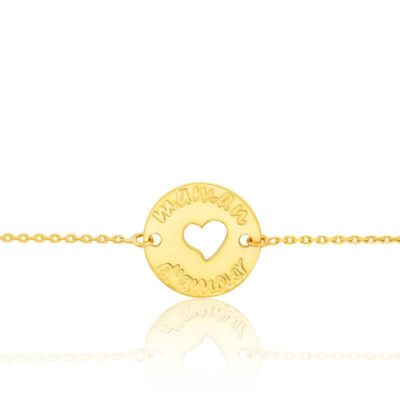 bracelet coeur ajoure gravure maman d amour or jaune rosatella