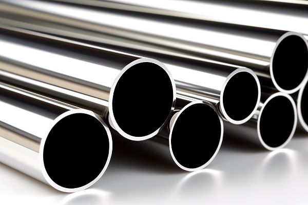 impeccable stainless steel industrial collection, bars, pipes, rolls. generative ia
