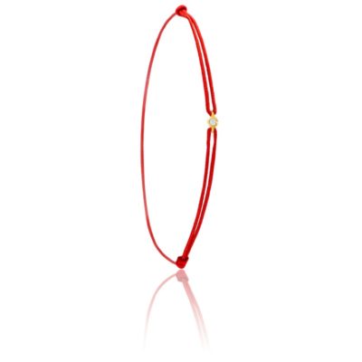 bracelet cordon rouge diamant et or jaune aurora