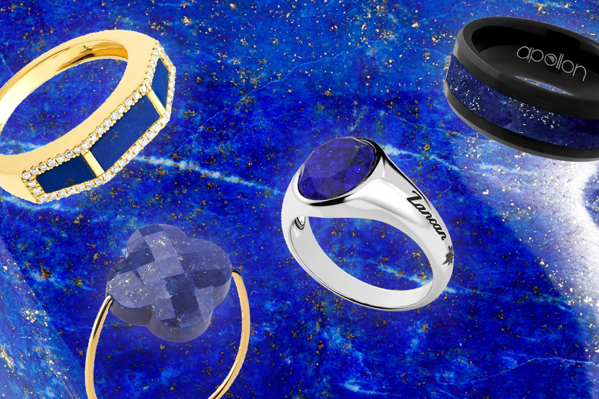 bagues lapis lazuli or argent tungstene