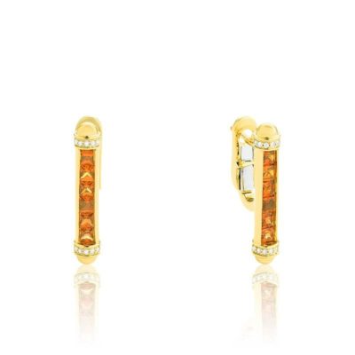 boucles d oreilles saphirs oranges diamants 014 ct en or jaune 750 aurora