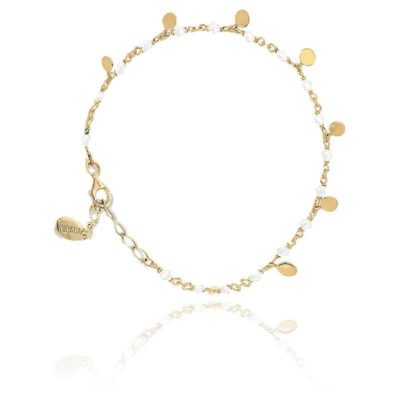 bracelet argent dore petites perles pampilles et pierre de lune orus bijoux