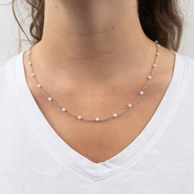 collier perles argente longueur 65 cm emanessence