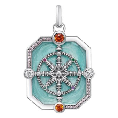 pendentif wheel of karma octogonal en argent 925 pierres multicolores pe961 340 7 thomas sabo