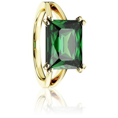 bague cocktail matrix metal dore cristal vert swarovski