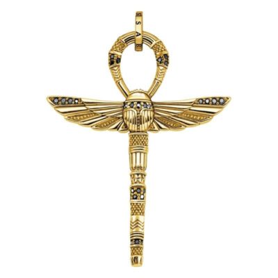 pendentif ankh scarabee en plaque or jaune zircones noirs pe778 414 39 thomas sabo