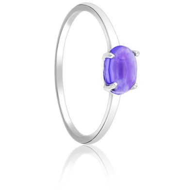 bague or blanc amethyste ovale aurora