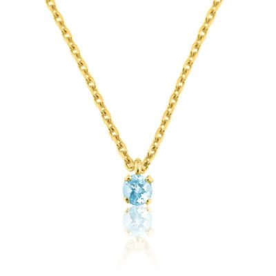 collier or jaune 9k aigue marine