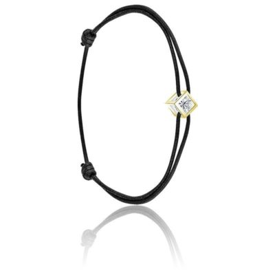 bracelet en coton cube or jaune 18k et diamant demetra