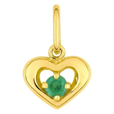 pendentif coeur evide emeraude or jaune 375 emanessence