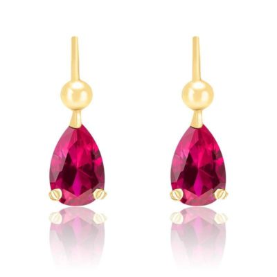 boucles d oreilles dormeuses rubis or jaune 9k ou 18k allegoria