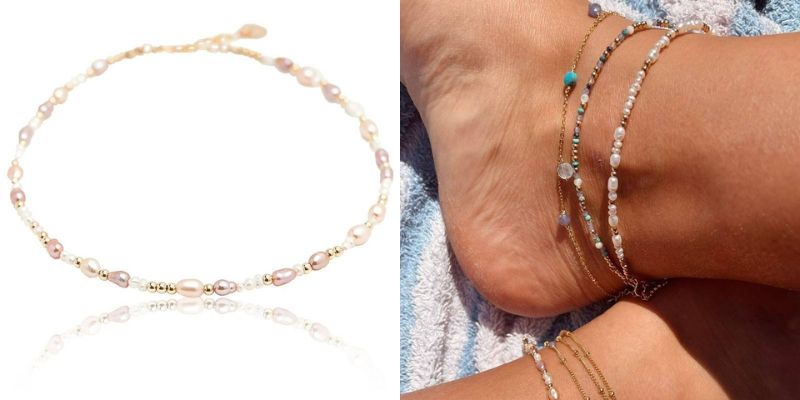 collierbraceletchaine de cheville camaieu de perles 15 a 175 cm dore yay paris