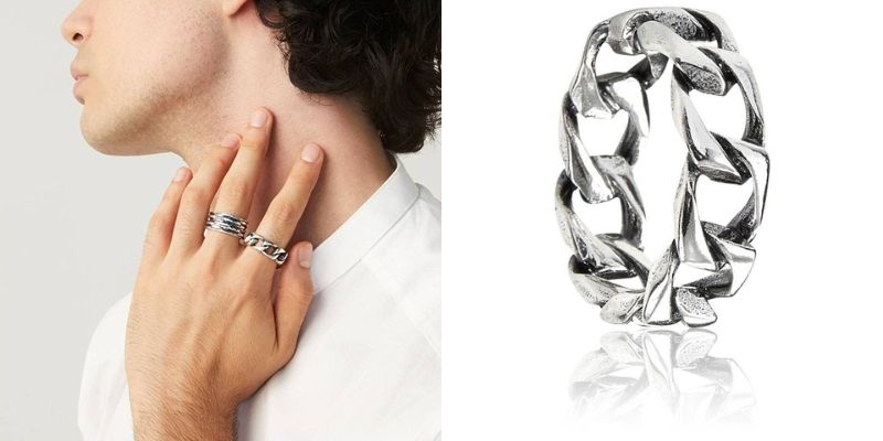 bague chaine gourmette en argent 925 giovanni raspini