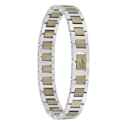 bracelet metropole l en acier bronze gris 2040419 longueur 19 cm lacoste