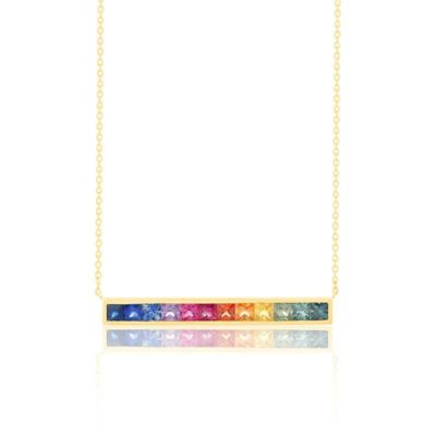collier saphirs multicolores en or jaune 750 longueur 42 cm aurora