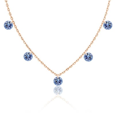 collier 5 saphirs perces or rose 18k demetra