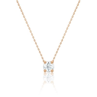 collier diamant solitaire isi or rose 18k ocarat