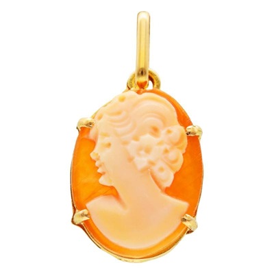 pendentif camee orange en or jaune 375 ou 750 lucas lucor
