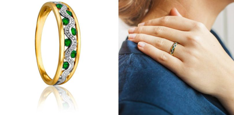 bague anchise 2 ors 18k emeraudes joelli