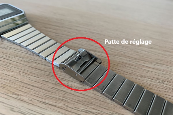 bracelet acier casio patte de reglage