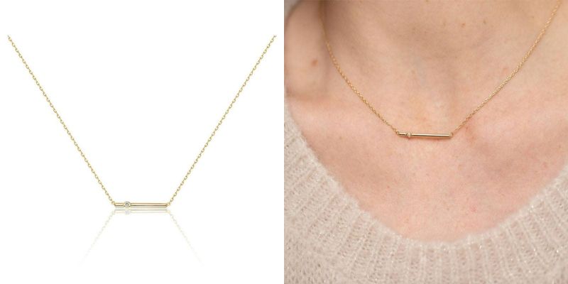 collier diamant funambule mix plaque or et diamant la garconne