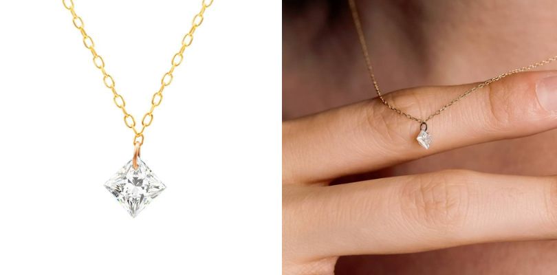 collier etoile diamant 030 ct or jaune 750 longueur 42 cm demetra