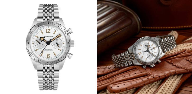 montre skindiver wt chrono mecaquartz chronographe blanc vintage wolbrook