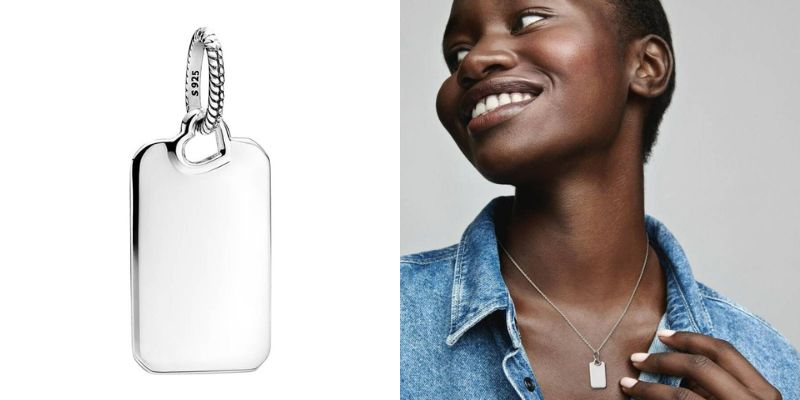 pendentif pandora plaque rectangulaire gravable en argent 925