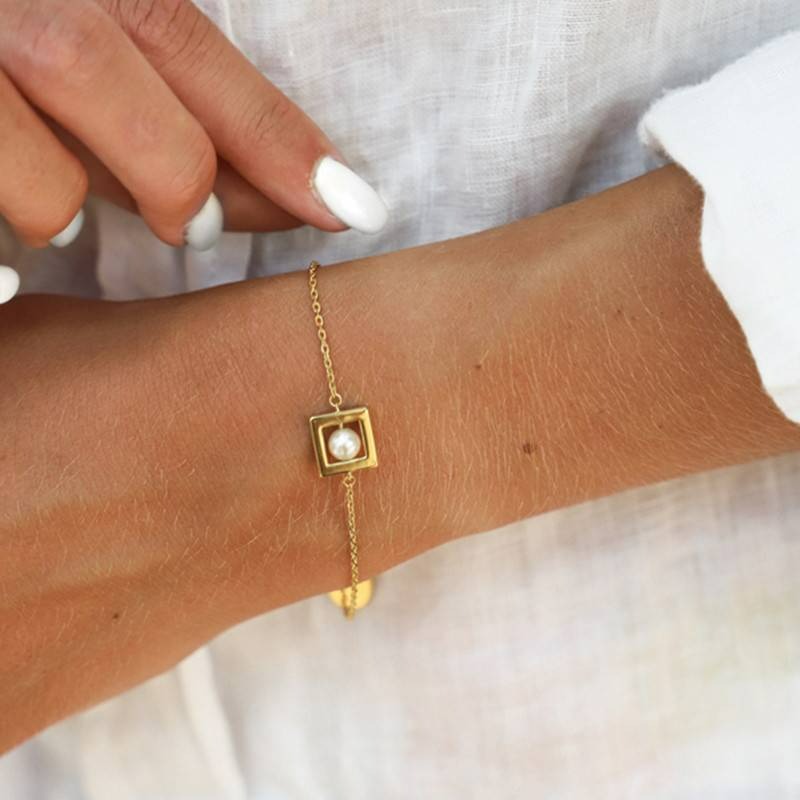 bracelet balancelle perle d eau douce plaque or 18k brst20pepo skalli