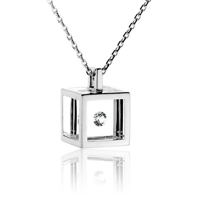 collier cube argent et diamant 010 carat pascal morabito