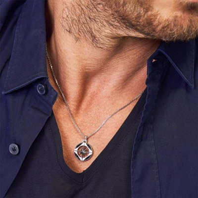 collier insignia rose des vents spinelles noires argent esc008 zancan
