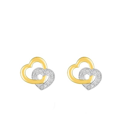 boucles d oreilles coeurs ajoures or jaune 375 diamants emanessence