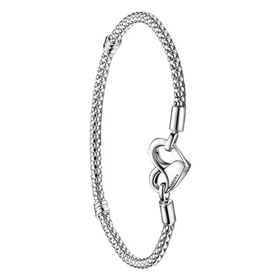 bracelet maille cloutee pandora moments en argent 925 longueur 16 a 21 cm pandora
