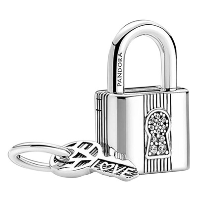 charm pendant cadenas et cle gravable en argent 925 pandora