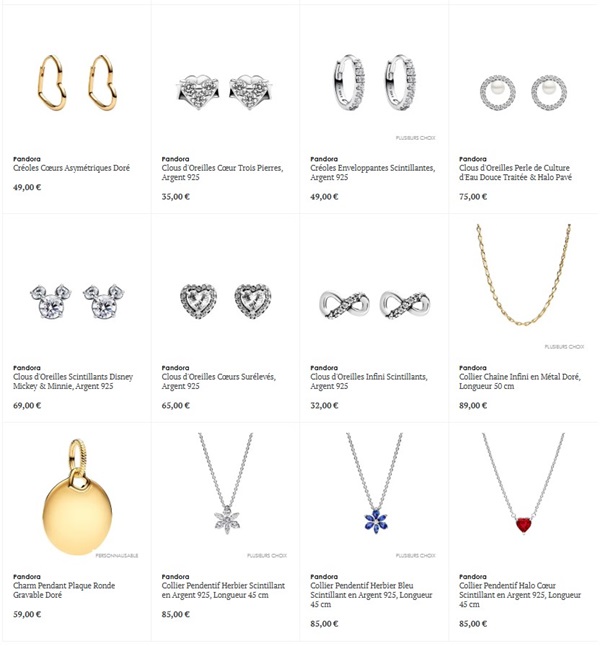 bijoux pandora charms bracelets colliers boucles doreilles