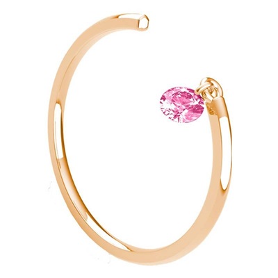 bague or rose lisse ouverte pierre rose