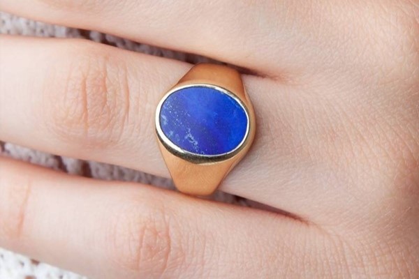 chevaliere ovale lapis lazuli pierre veritable