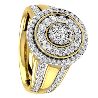 bague ovale or jaune 750 rhodie