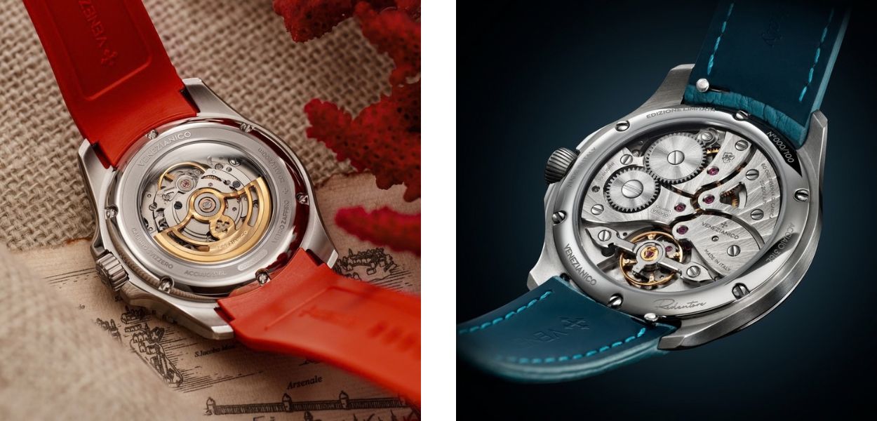 montres venezianico mouvement automatique masse oscillante et mouvement mecanique a remontage manuel