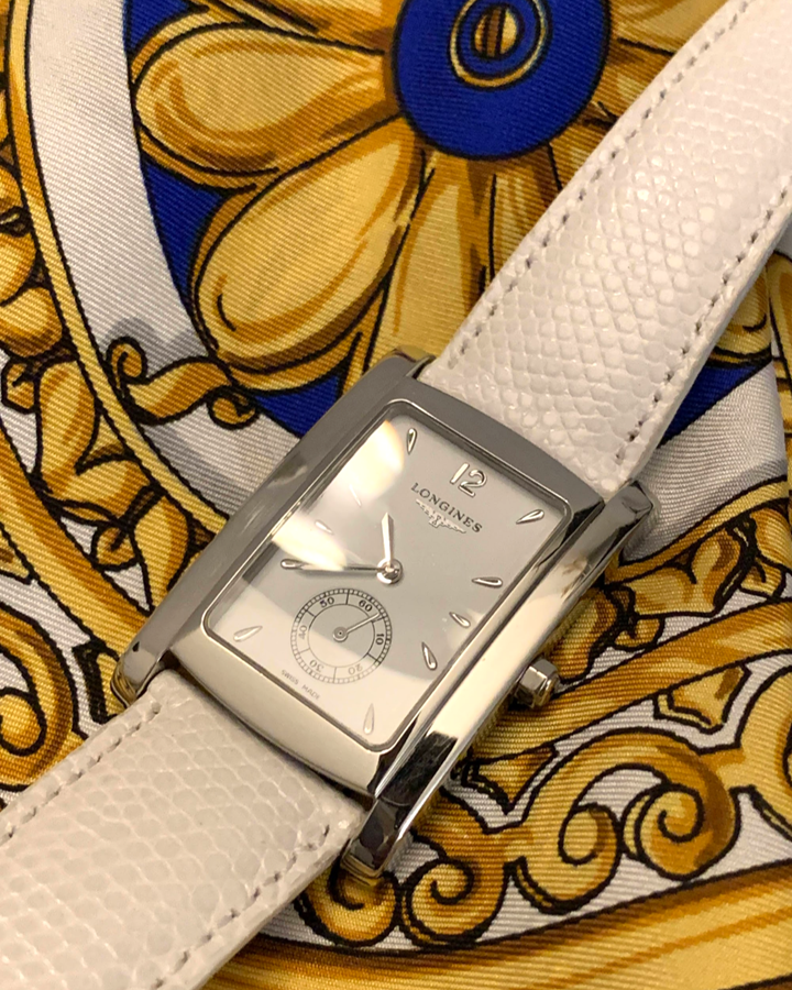 montre elegante bracelet cuir lezard blanc
