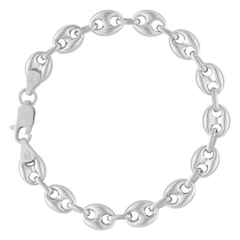 bracelet maille grain de cafe creuse et argent 925 longueurs 18 a 21 cm manillon