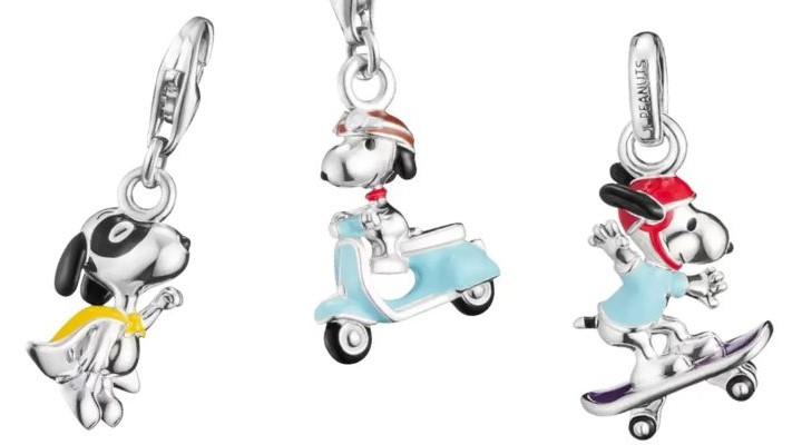charms thomas sabo x peanuts snoopy super heros scooter skateboard
