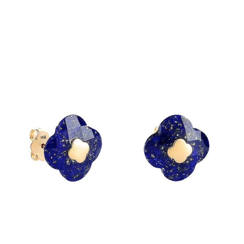 puces d oreilles or jaune 750 lapis lazuli morganne bello