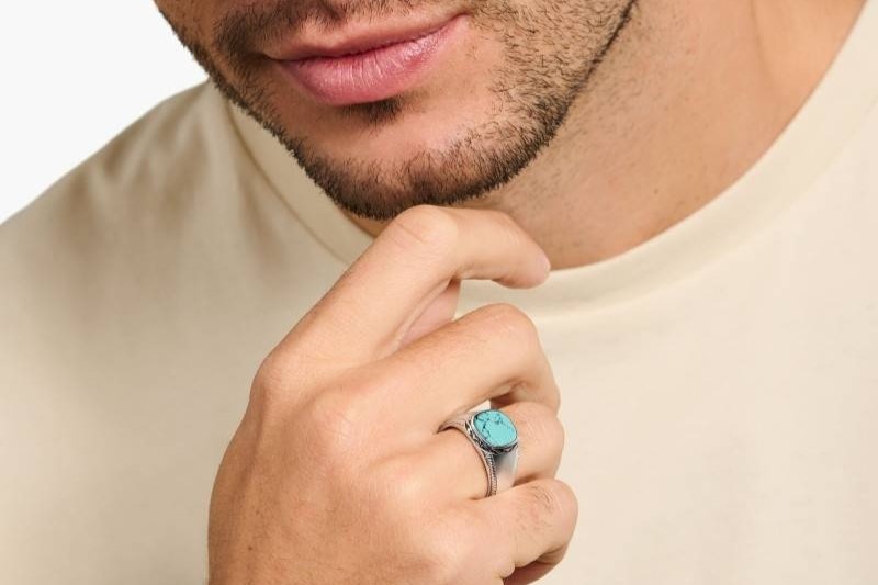 bague turquoise homme