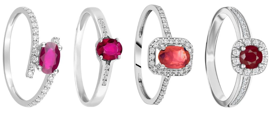bagues rubis differentes couleurs teintes