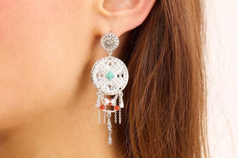 boucles d oreilles turquoise d imitation