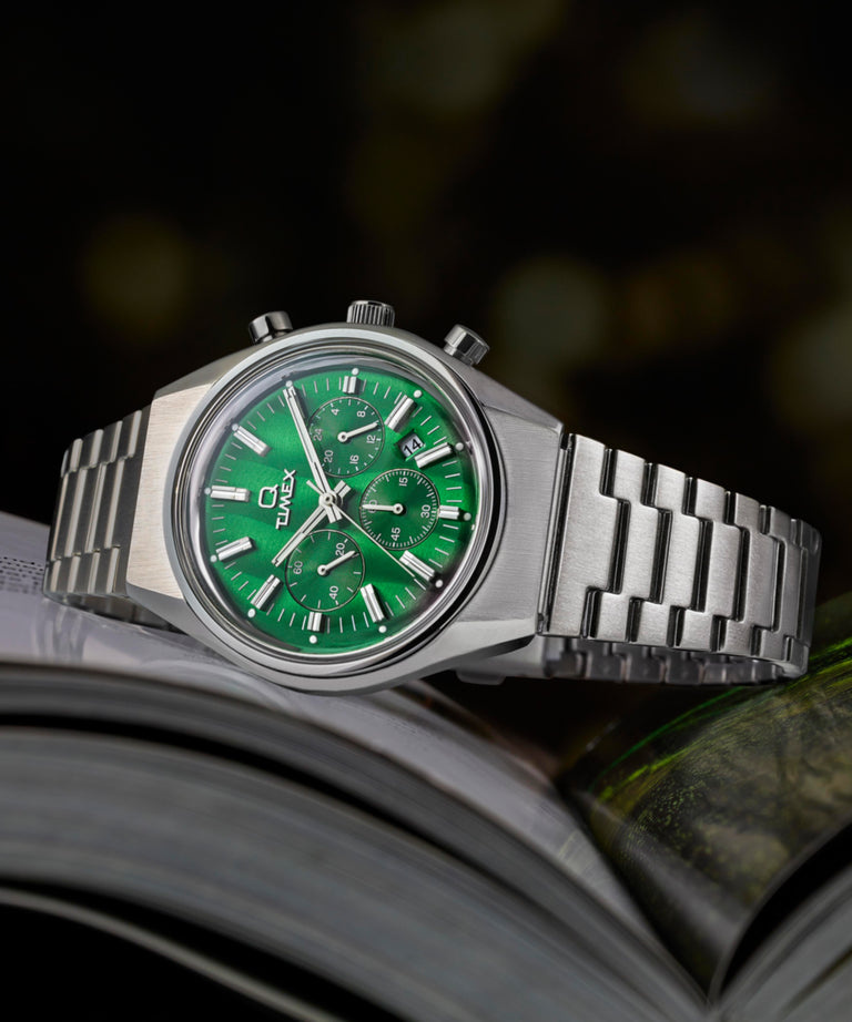 montre q timex falcon eye chronograph vert